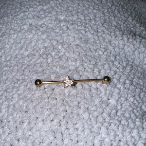 Gold Star Barbell Earring